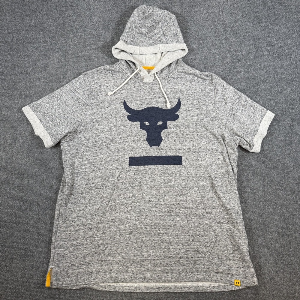 Under Armour Project Rock Hoodie Men's XL Gray‎ Sleeveless Work Out Gym Athletic